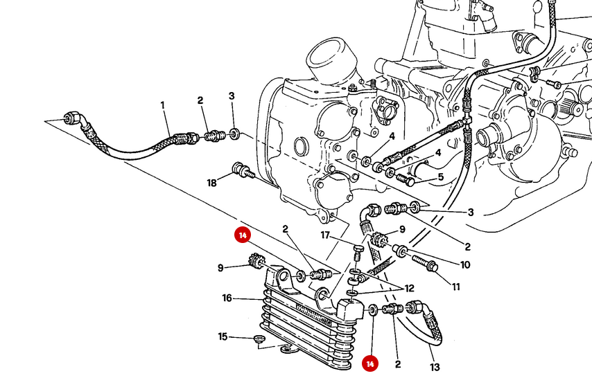 Junta de aluminio para radiador de aceite NUEVA - Ducati