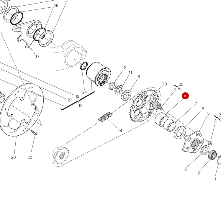 Casquillo de cubo de rueda trasera NUEVO - Ducati