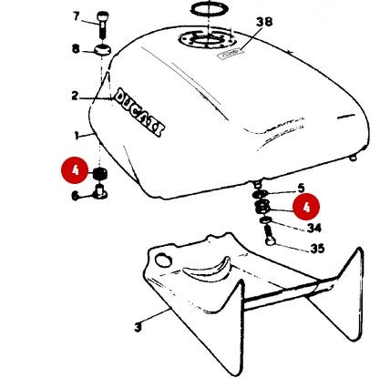 Bucle trasero de goma para asiento - Ducati