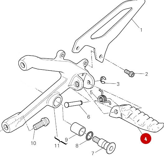Estribera delantera izquierda NUEVA - Ducati