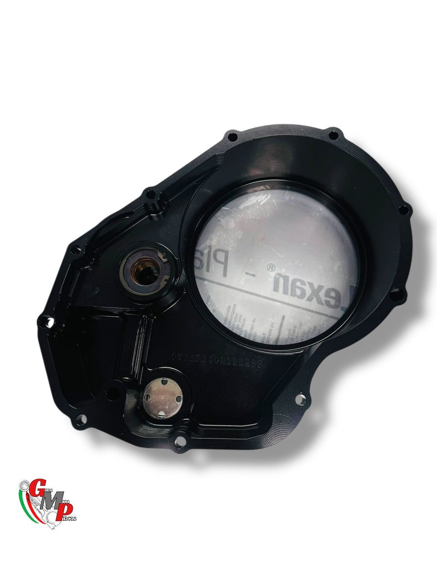 Tapa de embrague tallada STM transparente negra NUEVA - Ducati